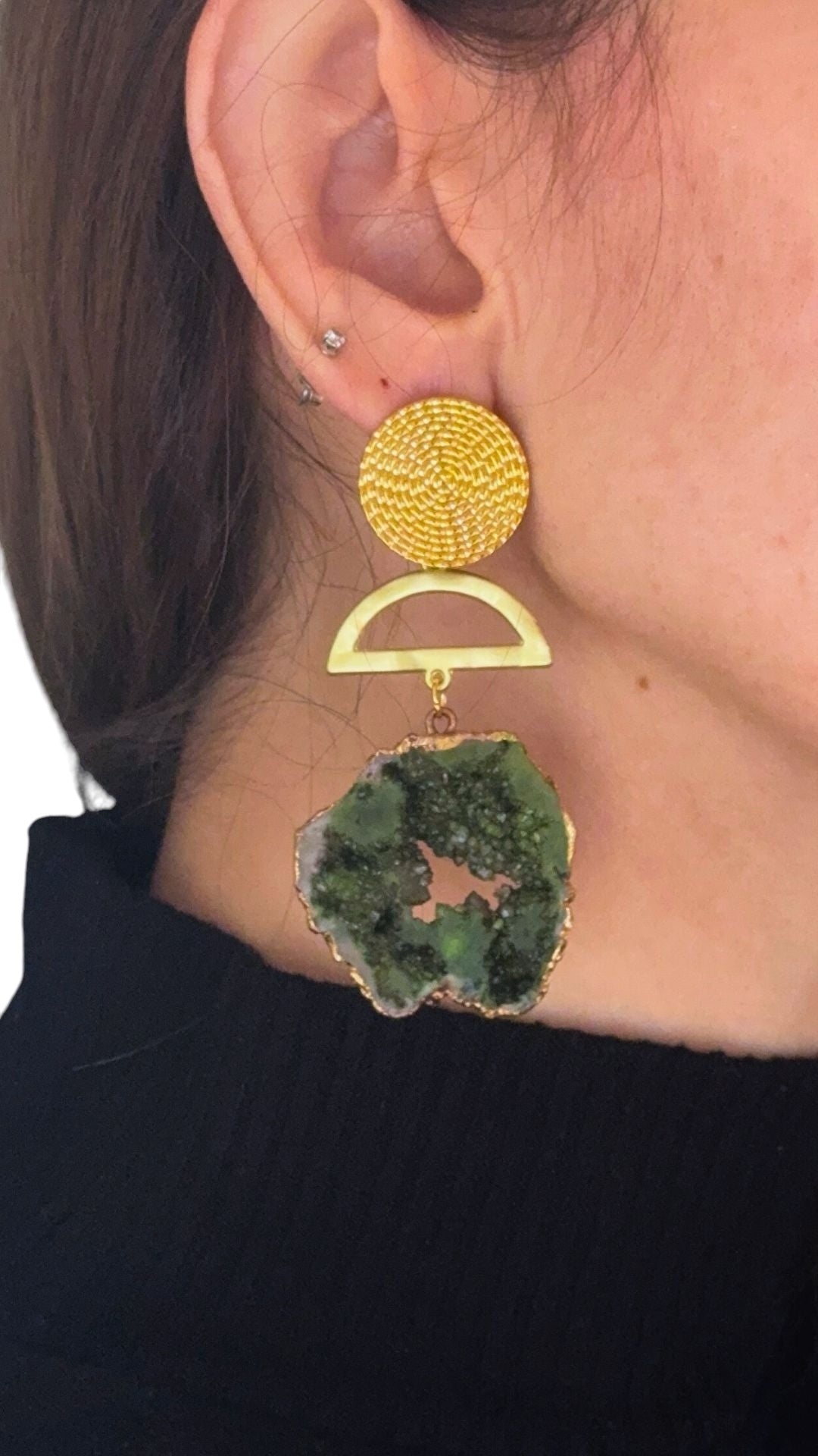 Geode Earring - Emerald